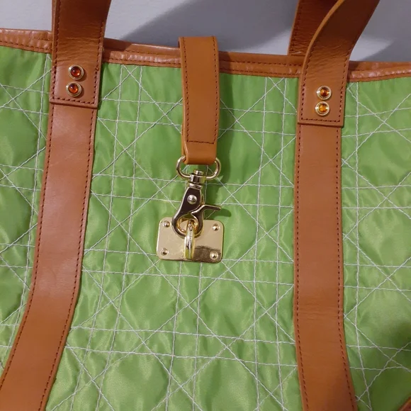 Lilly Pulitzer Off The Wagon Quilted Green Canvas Tote Shoulder Bag - Picture 2 of 8